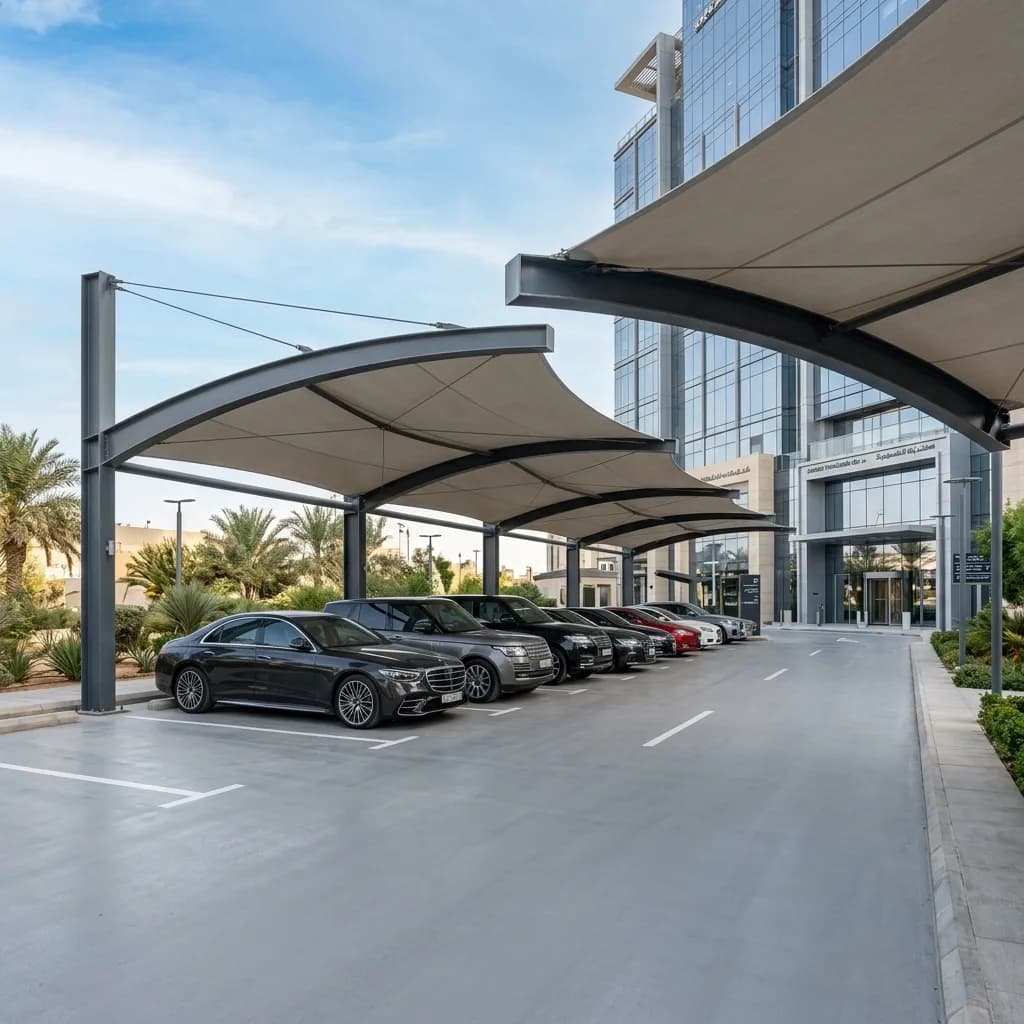 مظلات السيارات والمساحات الخارجية للهياكل المعدنية