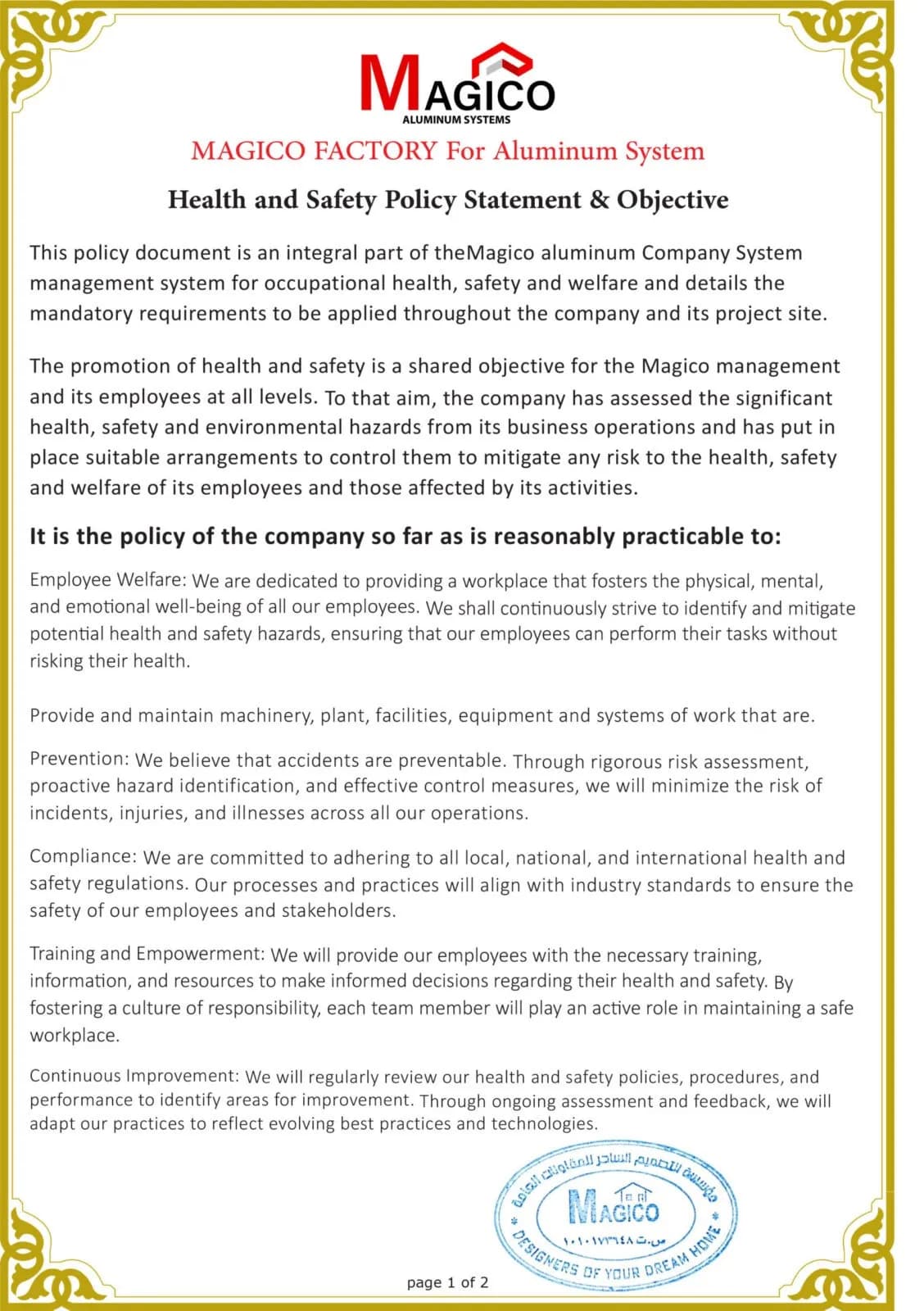 Health & Safety Policy Statement