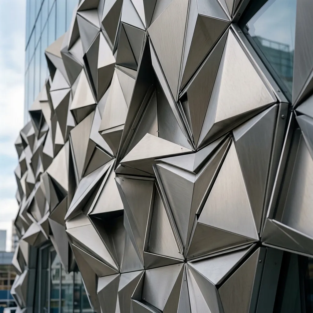 تفاصيل هندسية للكلادينج ثلاثي الأبعاد بأشكال بارامترية معقدة منفّذة بتقنية CNC في مصنع ماجيكو لمشاريع رؤية 2030